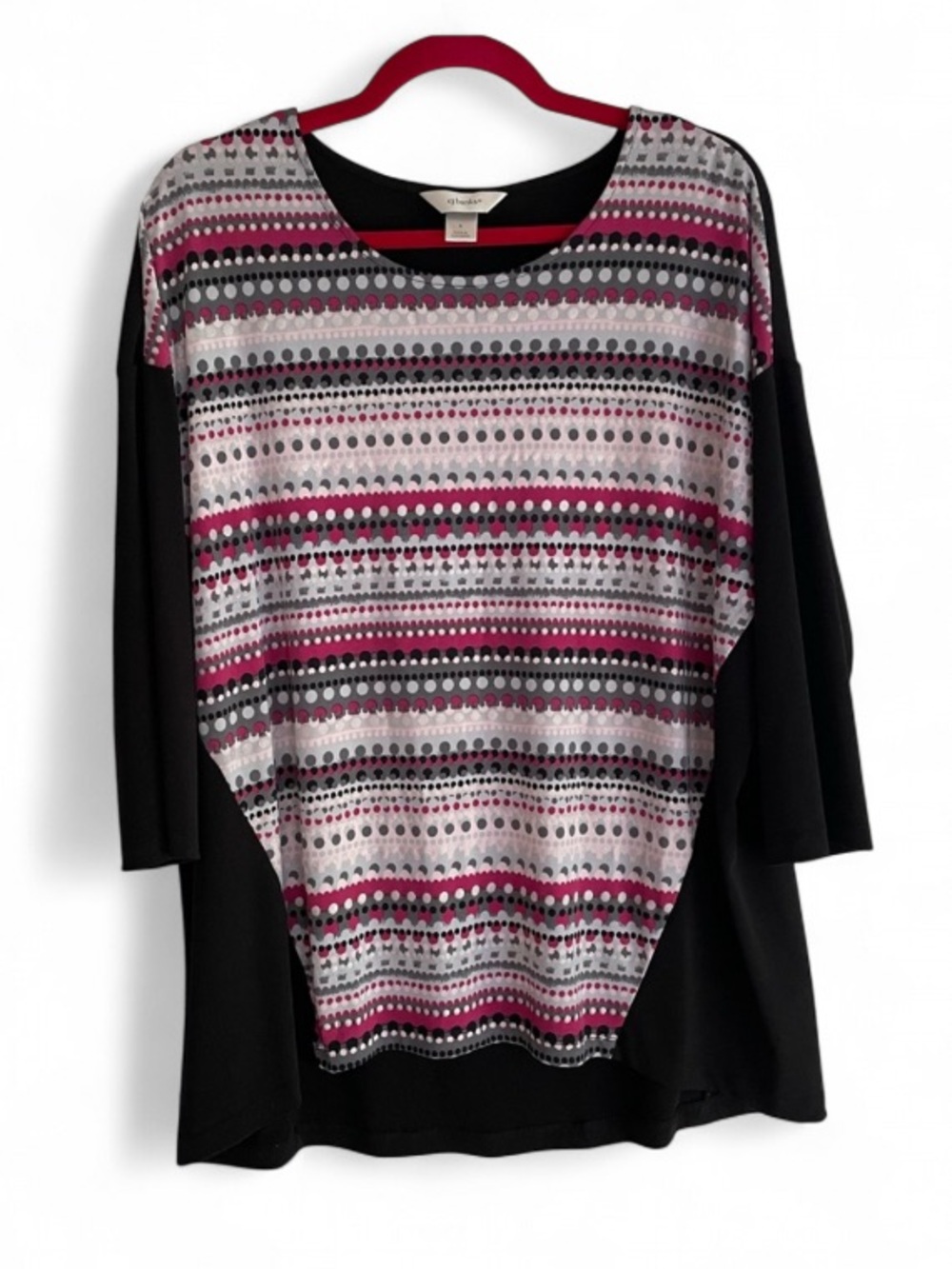 CJ Banks 3/4 Sleeve Patterned Knit Shirt Size X